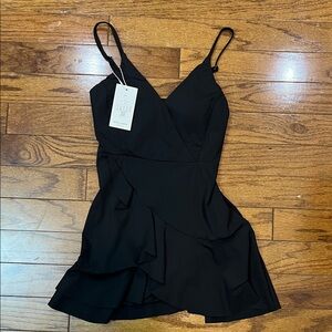 HALARA Black Ruffled Mini Dress XS